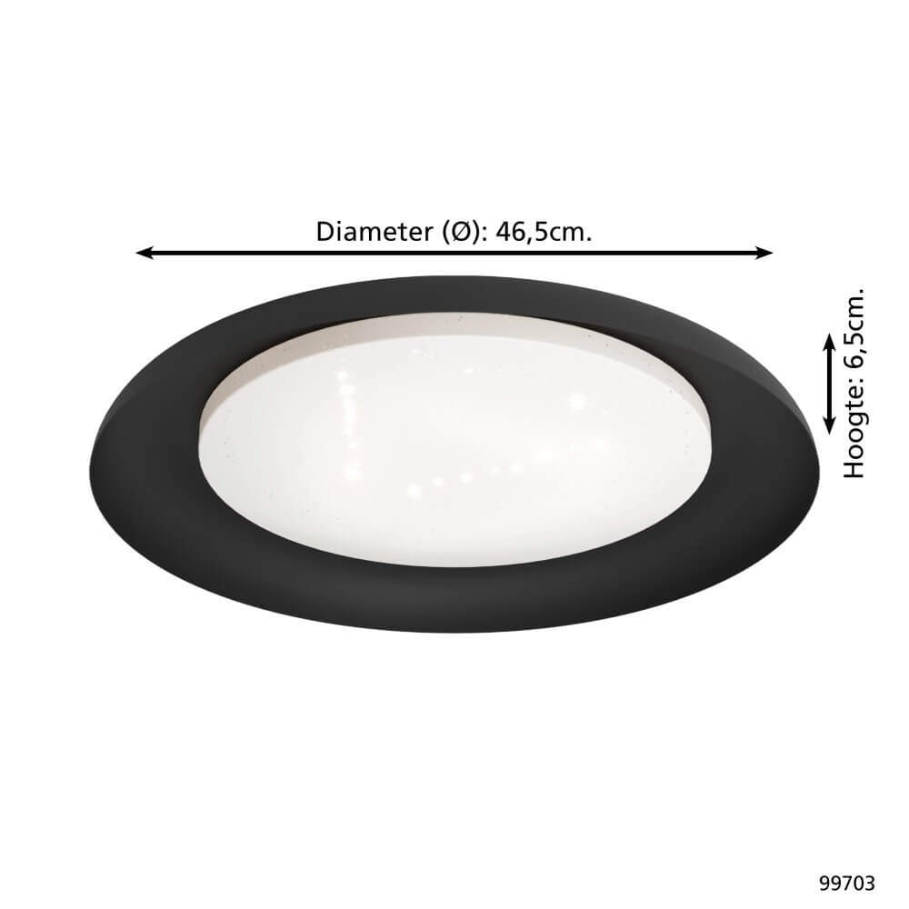 Zwarte plafondlamp Penjamo Ø 46,5cm Eglo 9002759997038