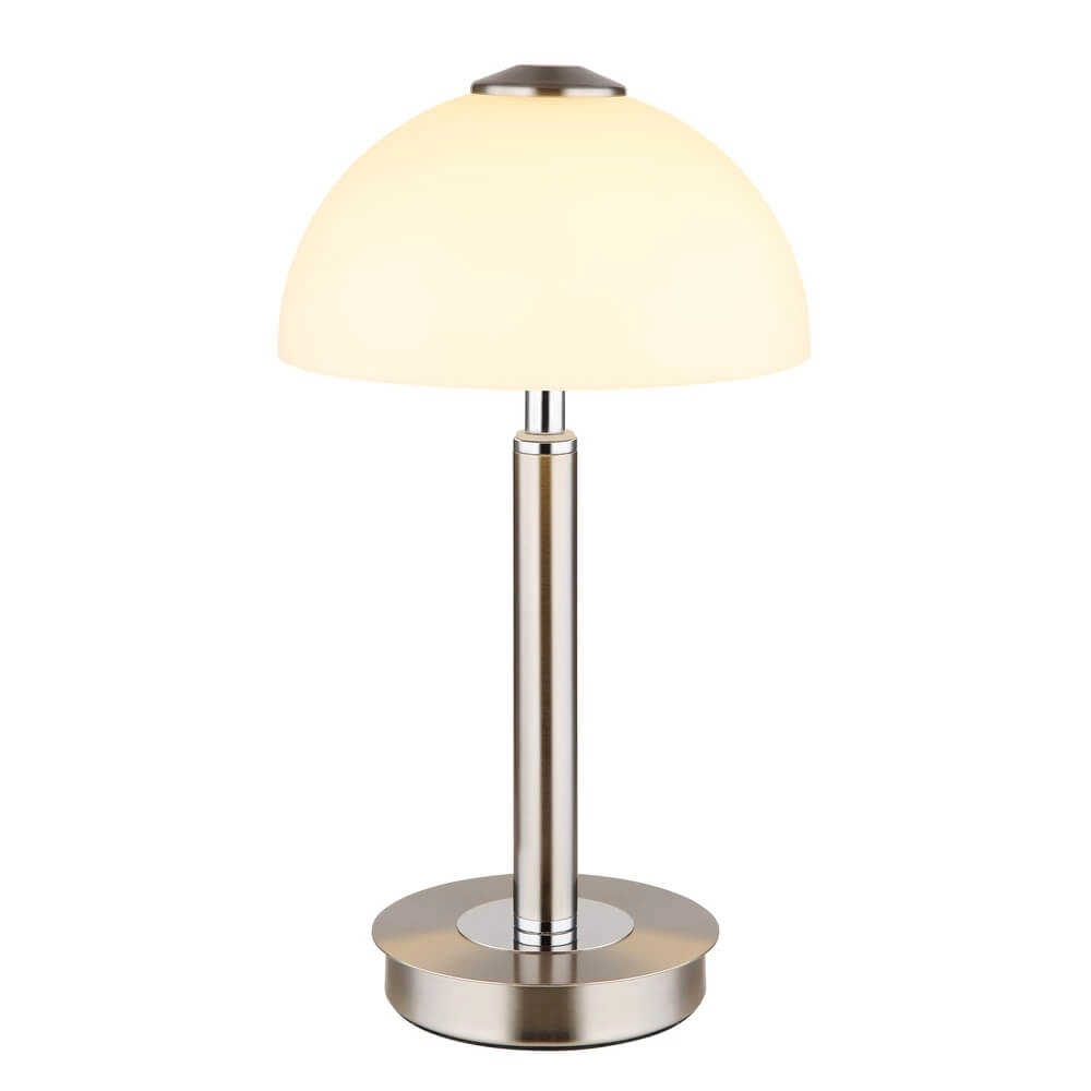 Tafellamp Uldin nikkel met wit glas