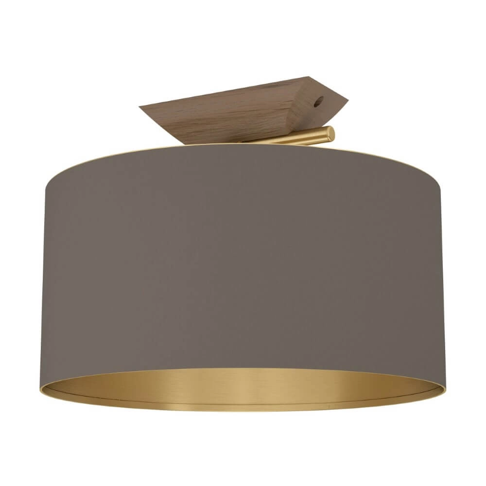 Desing plafondlamp Santandria goud met bruine kap