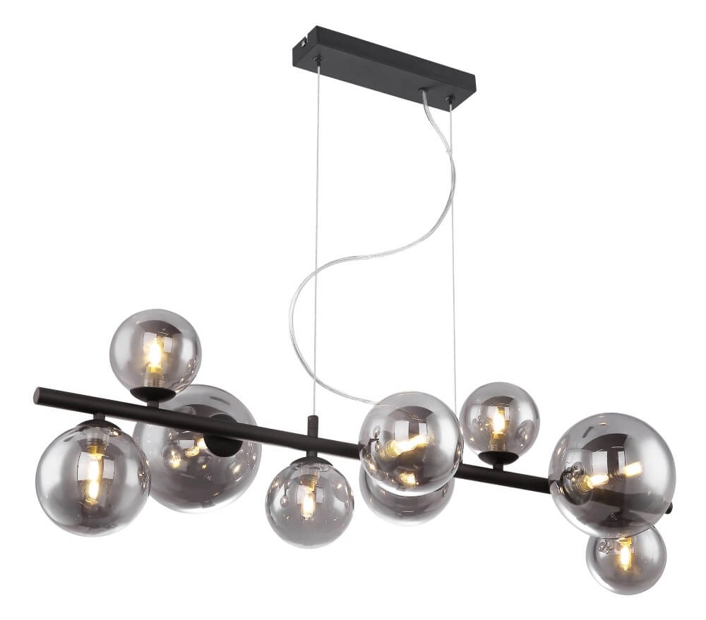 Zwarte hanglamp met smoke glas Riha