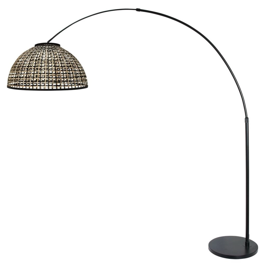 Zwarte booglamp Nox Light met bamboe kap Ø60cm Steinhauer 8712746183559