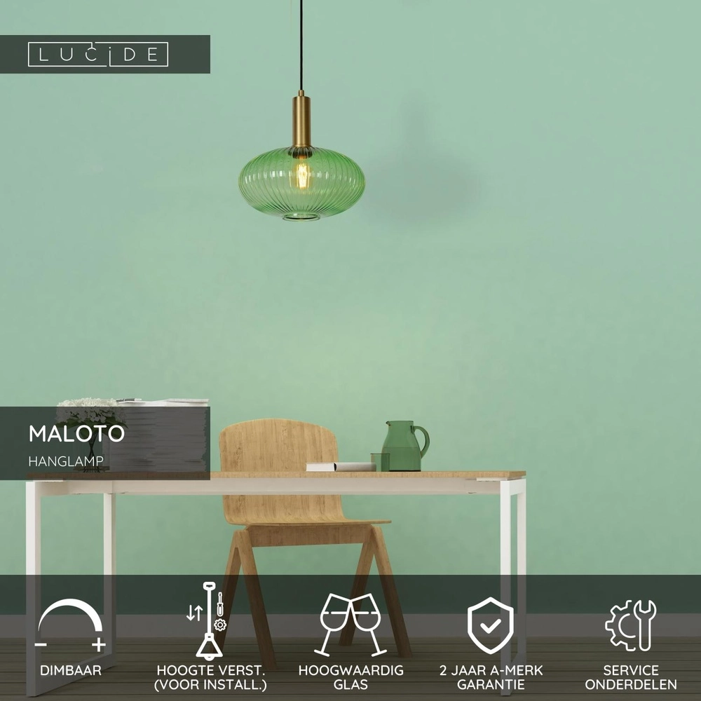 Hanglamp Maloto Ø 30cm groen Lucide 5411212451194