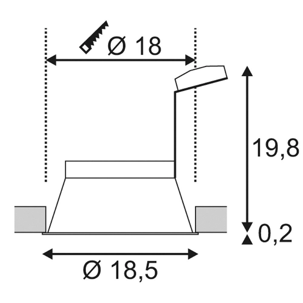 Inbouwspot Horn 18,5cm zwart SLV 4024163168724
