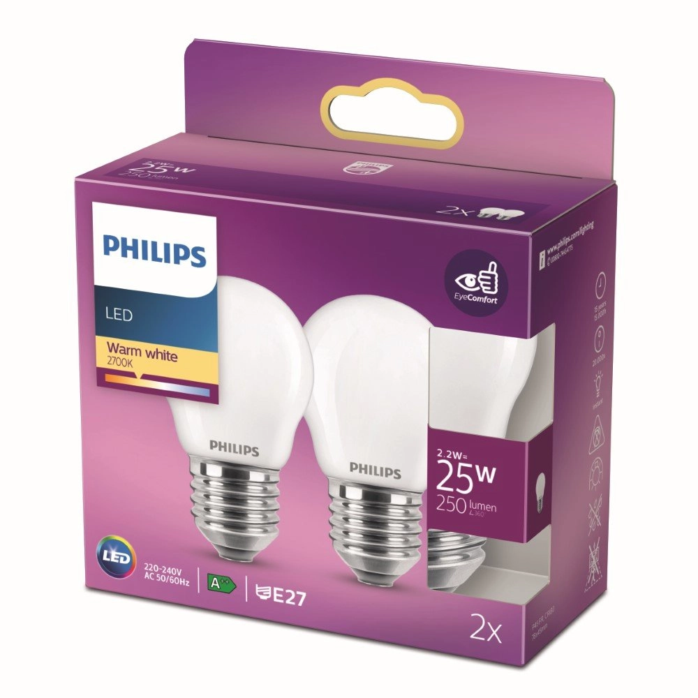 2,2W - E27 - 2700K - 250 lumen set van 2