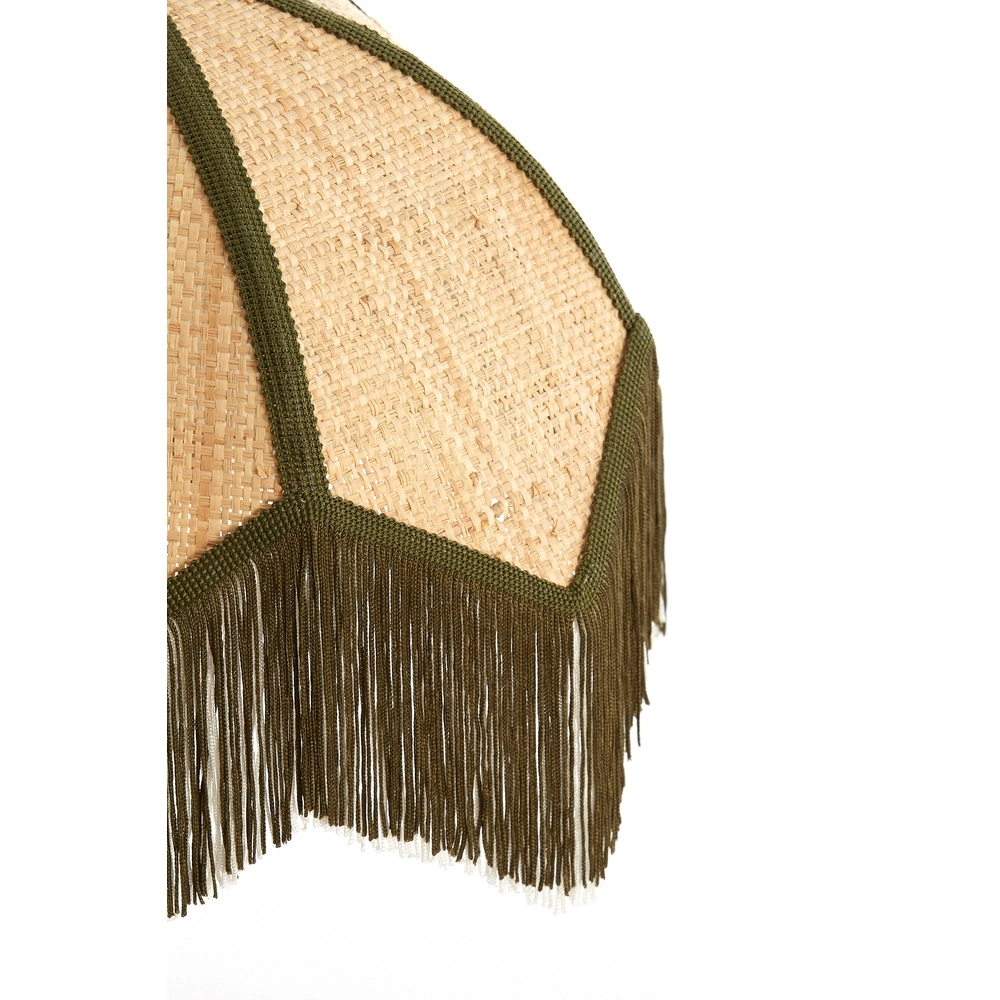 Japandi wandlamp Sulina zand raffia met groen Light & Living 8717807762421