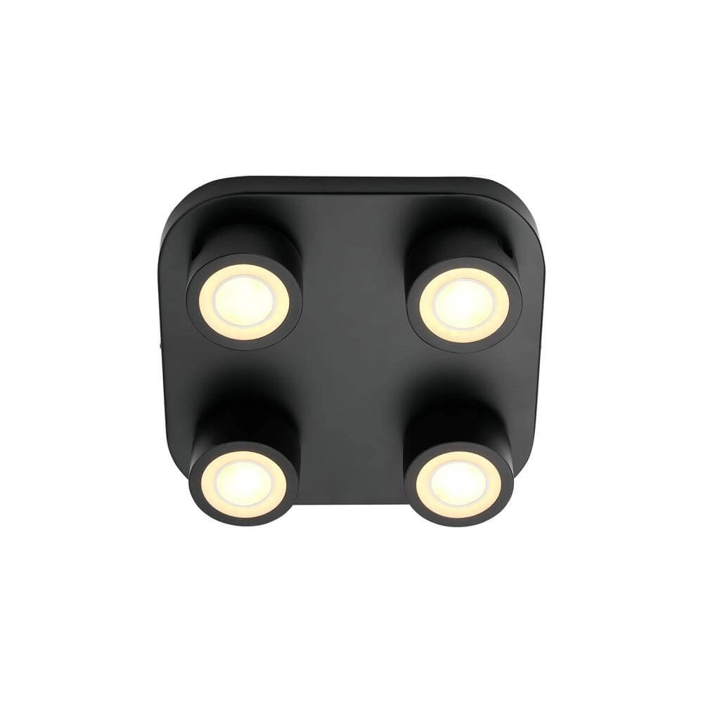 4-lichts plafondlamp Clyde zwart design