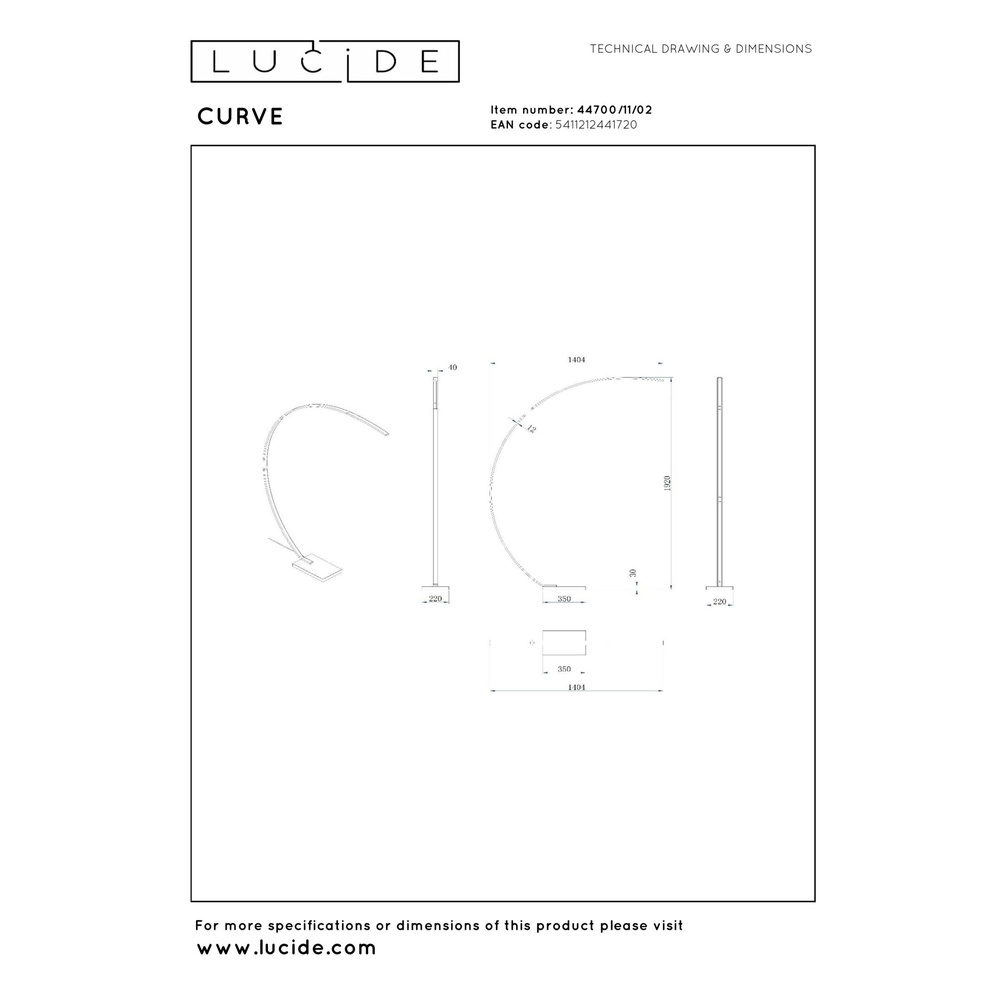 Design booglamp Curve goud Lucide 5411212441720