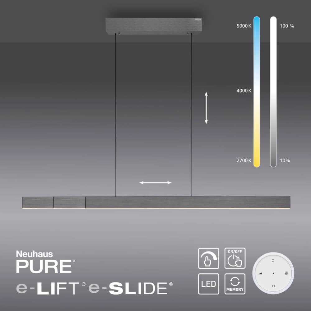 Design hanglamp Pure Moto-Rise grijs Paul Neuhaus 4012248366653