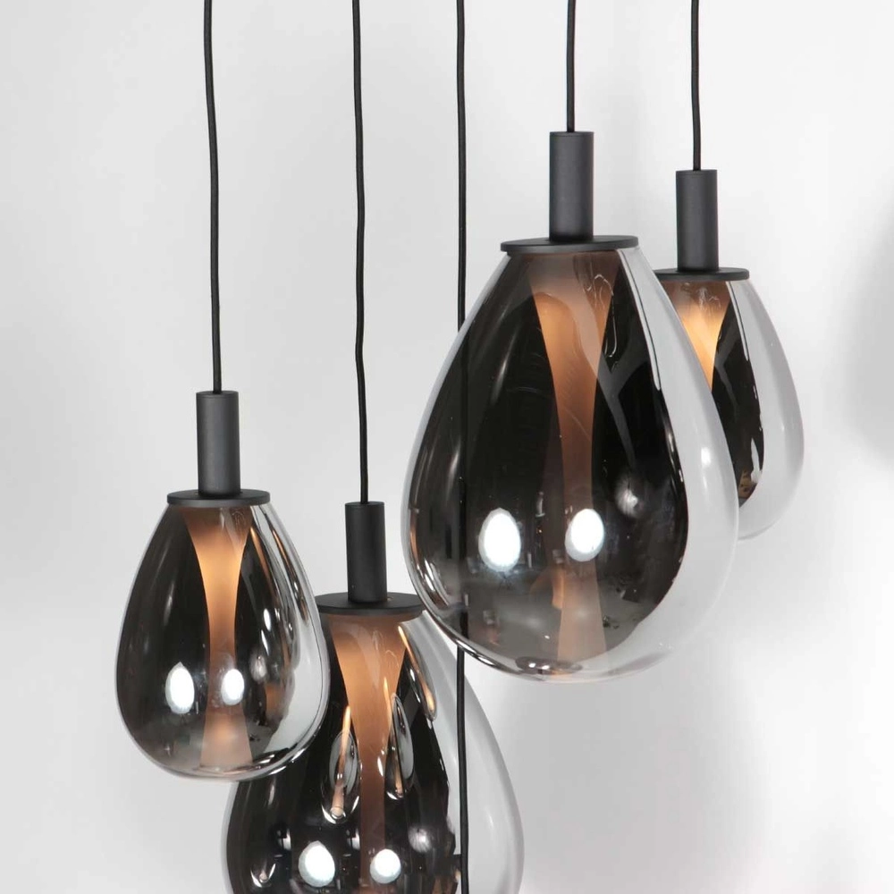 Hanglamp Glimsy 5-lichts zwart rond Steinhauer 8712746177961