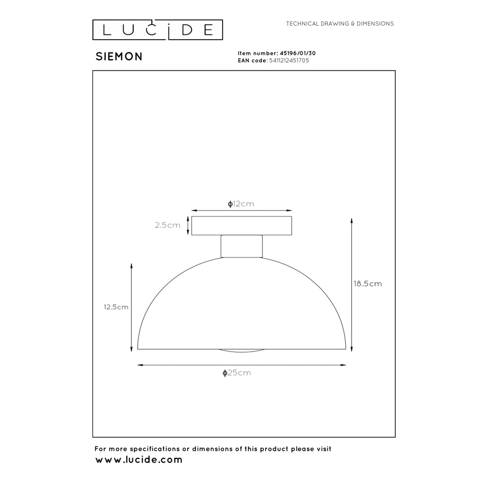 Design plafondlamp Siemon zwart Lucide 5411212451705