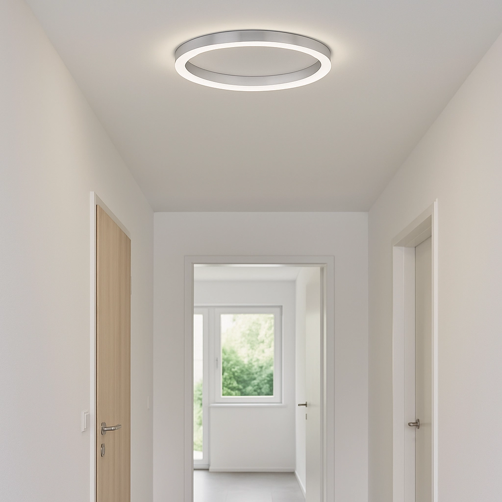 Strakke led plafondlamp in hal