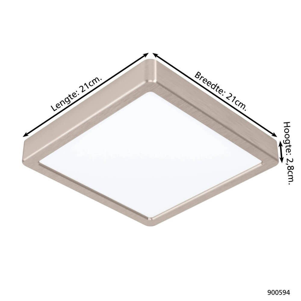 RVS plafonnière Fueva 5 21 bij 21cm Eglo 9008606244935
