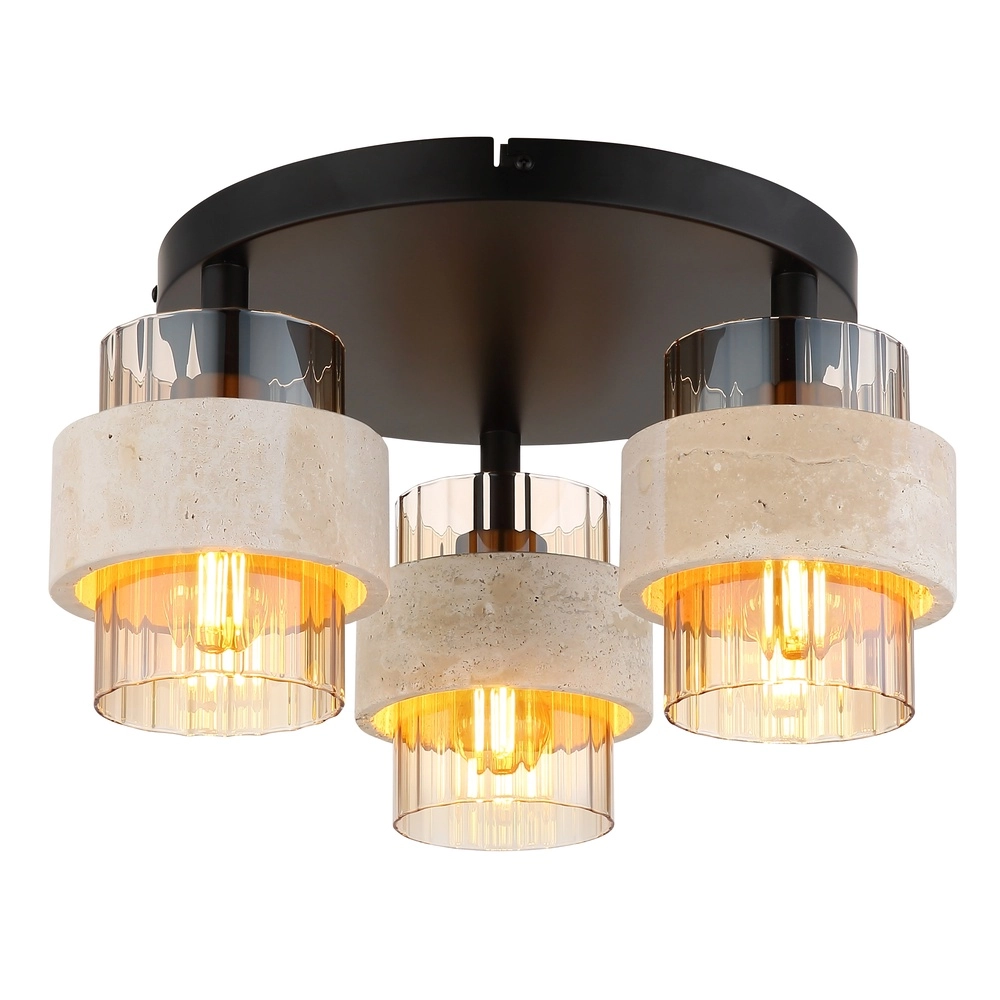 Plafondlamp Daren zwart met marmer