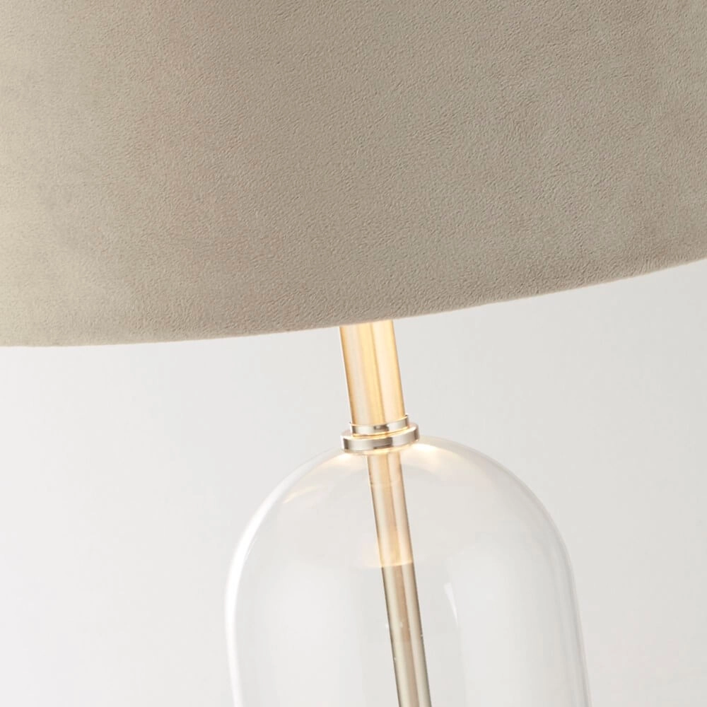 Unieke tafellamp Oxford met taupe kap Searchlight 5053423256924