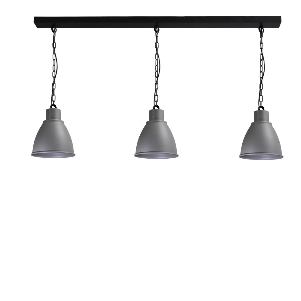 Eetkamerlamp Industria 3x27 3-lichts zwart met betongrijs