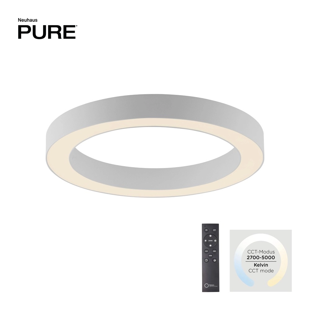 Strakke led plafondlamp Pure Lines Round Ø 35cm - wit Paul Neuhaus 4012248395226