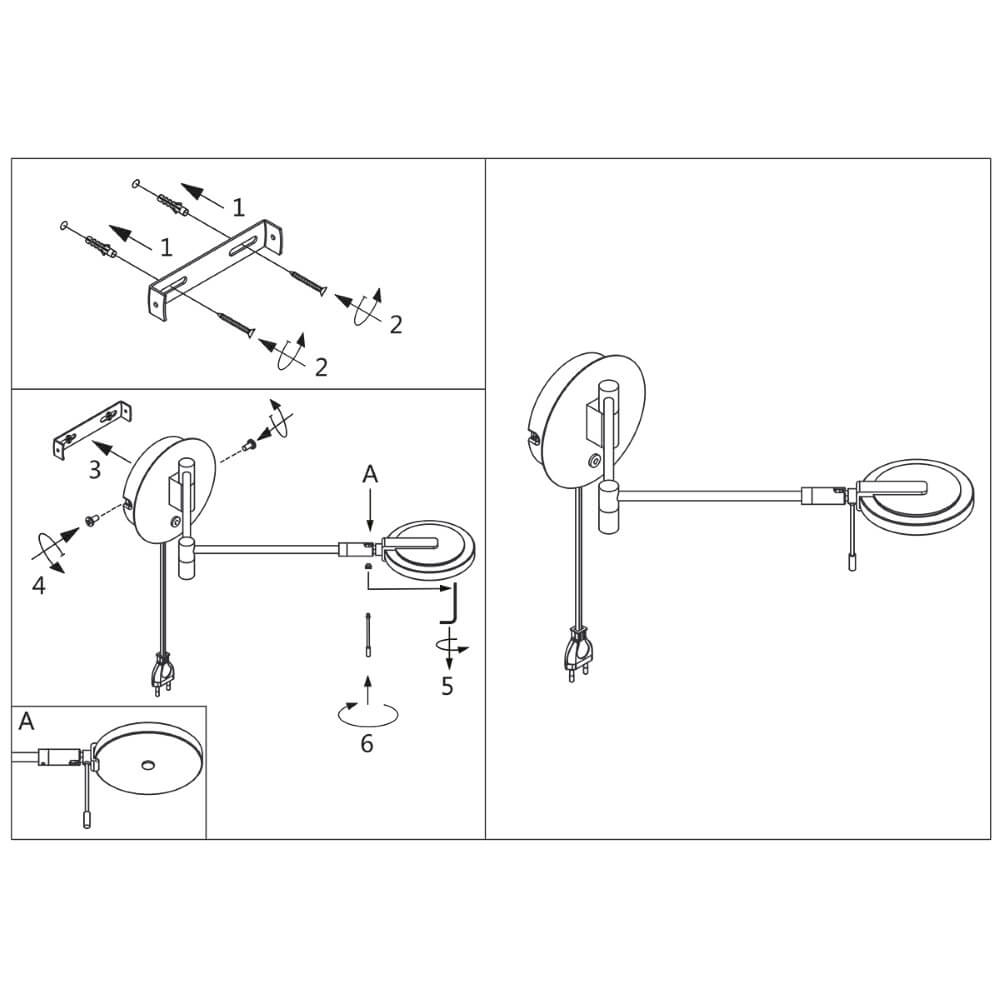 Led wand leeslamp Turound 10w - 2700K - 62cm RVS helder glas Steinhauer 8712746133370