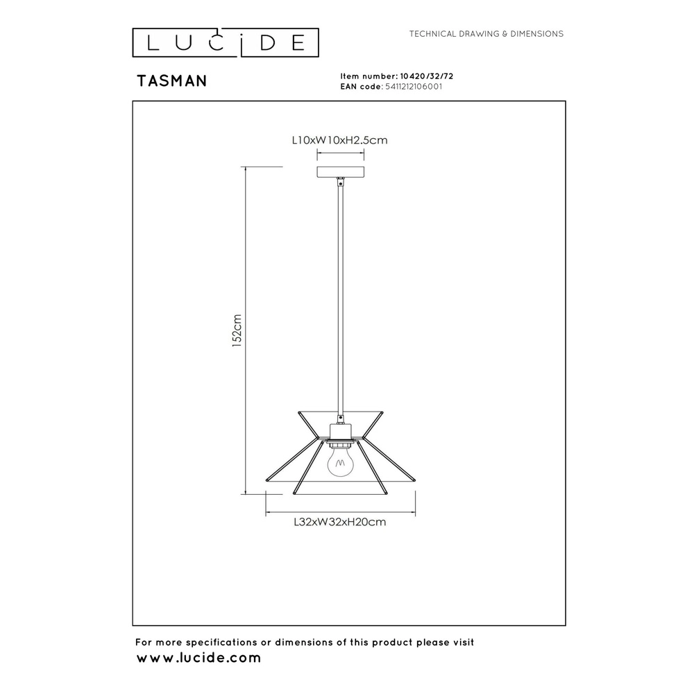 Hanglamp Tasman rotan Lucide 5411212106001