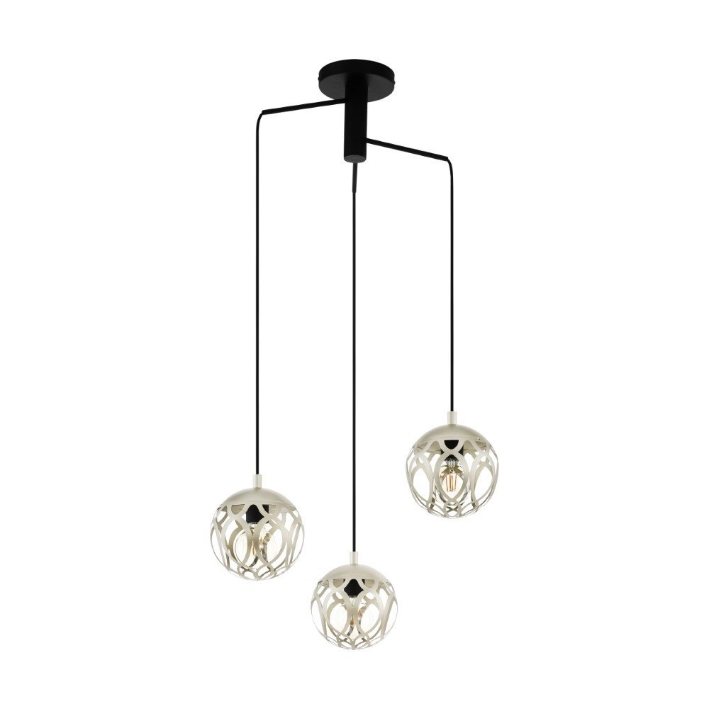 Hanglamp Mirtazza 3-lichts zwart met creme