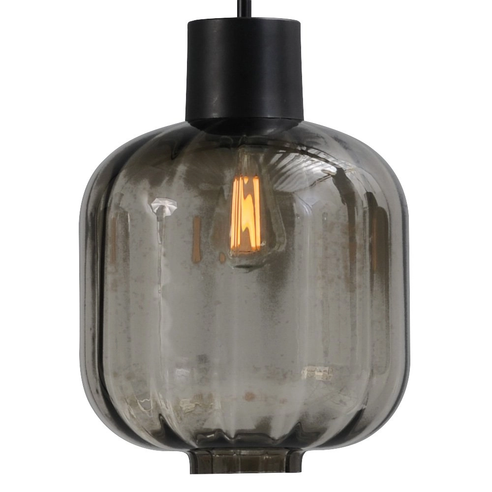 Eetkamer hanglamp Lett lll 28 3-lichts zwart met smoke glas Masterlight 8718121181547