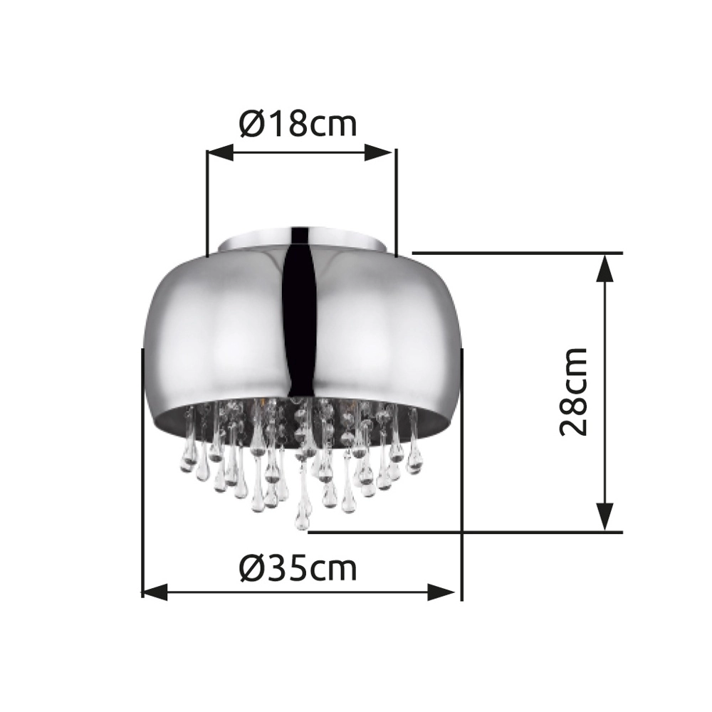 Plafondlamp Kalla Ø 35cm chroom Globo 9007371388707