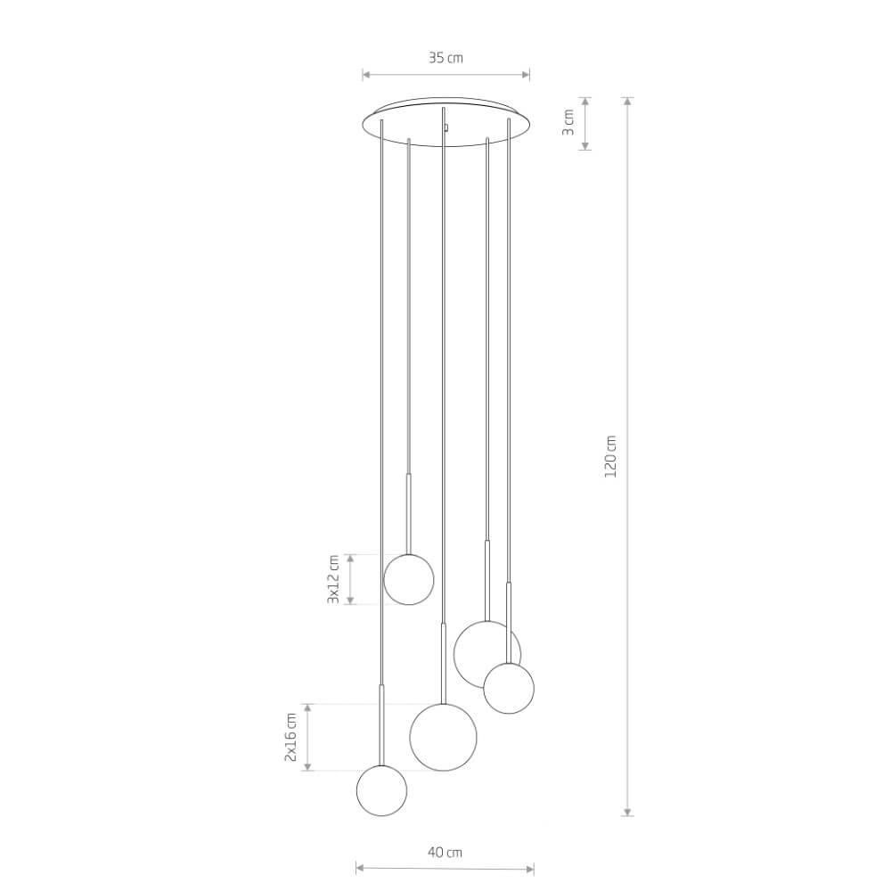 Glazen plafondlamp Karo 5x wit glas Lyora 5903139103039