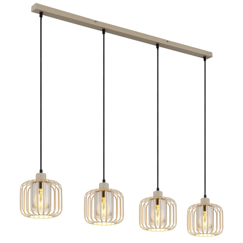 4-lichts hanglamp Alfred zand bruin