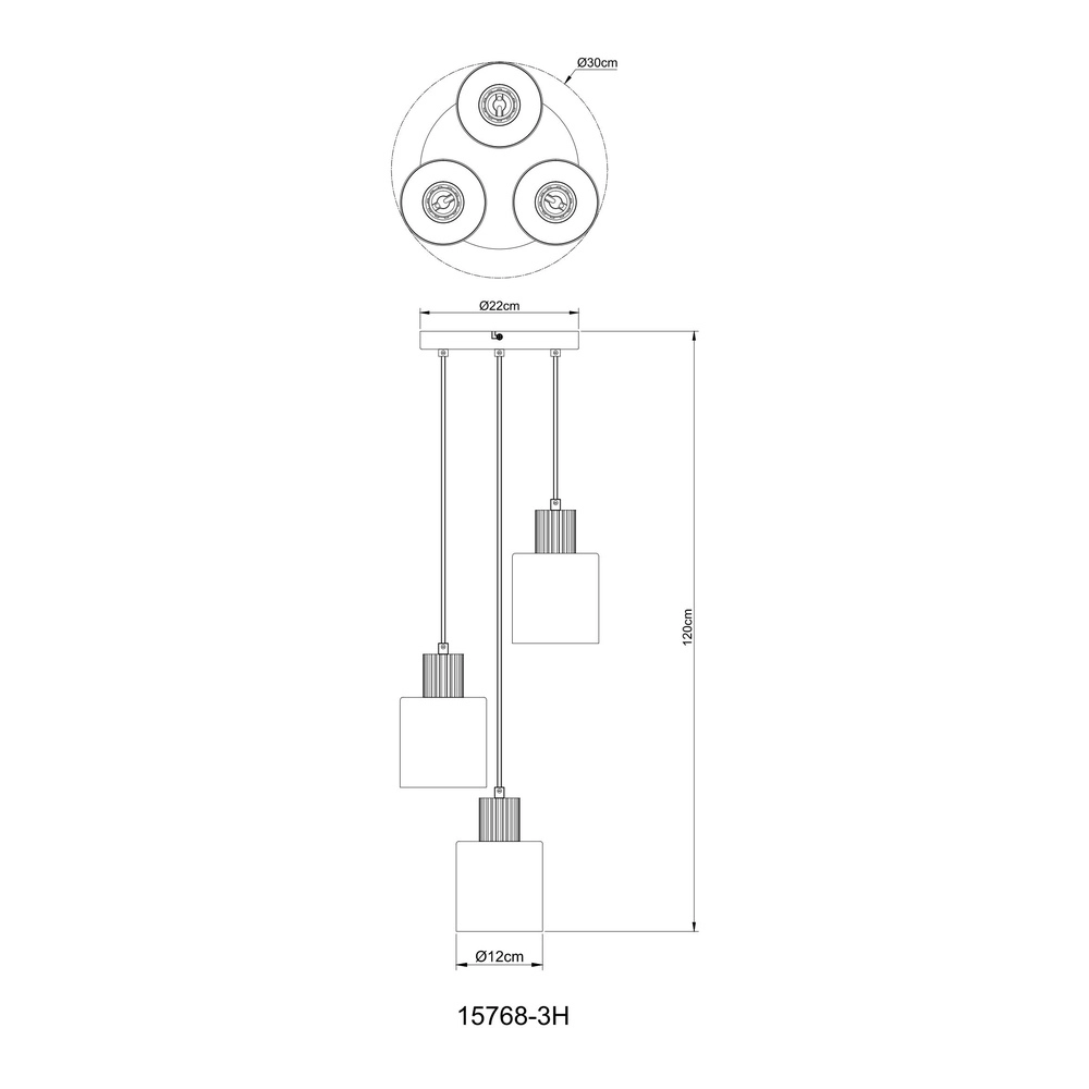 Design hanglamp Aleidis 3-lichts rond zwart Globo 9007371518210