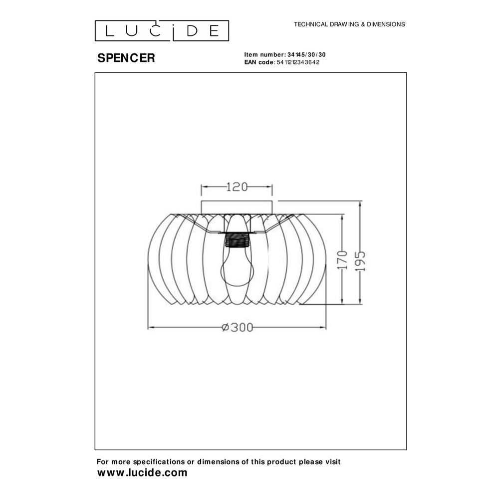 Plafondlamp Spencer Ø 30cm zwart Lucide 5411212343642