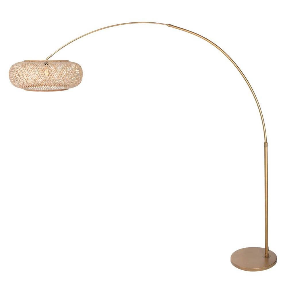 Booglamp Sparkled Light brons met bamboe kap Ø 45cm Steinhauer 8712746179903