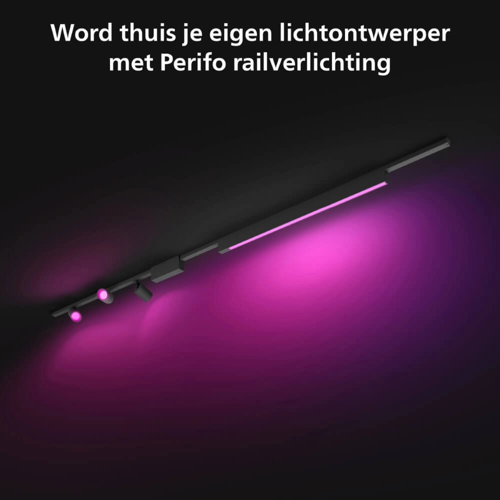 Hue Perifo - White and color set van 3 spots en bar zwart Philips 8719514407800