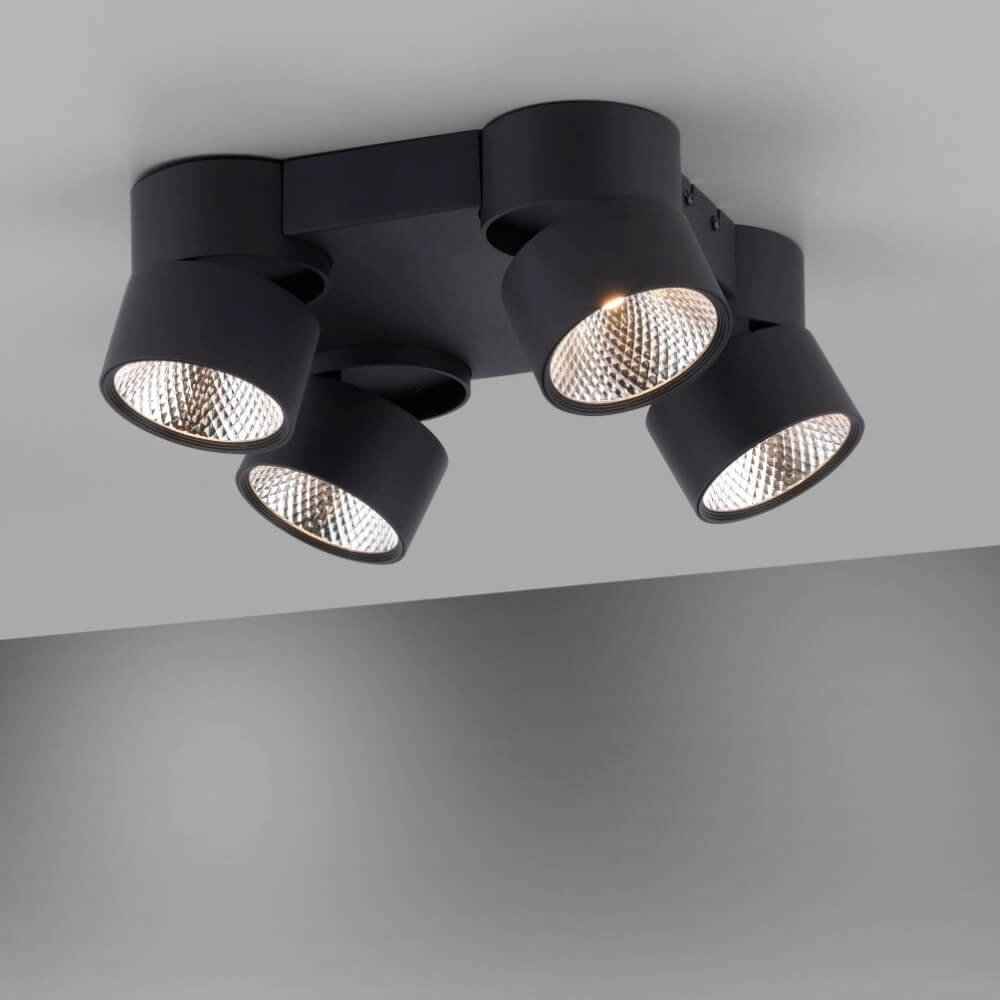 Plafondlamp Pure Nola 4-lichts zwart Paul Neuhaus 4012248372012