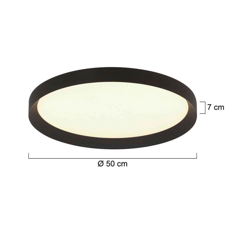 Strakke plafondlamp Flady zwart Ø 50cm Steinhauer 8712746171860