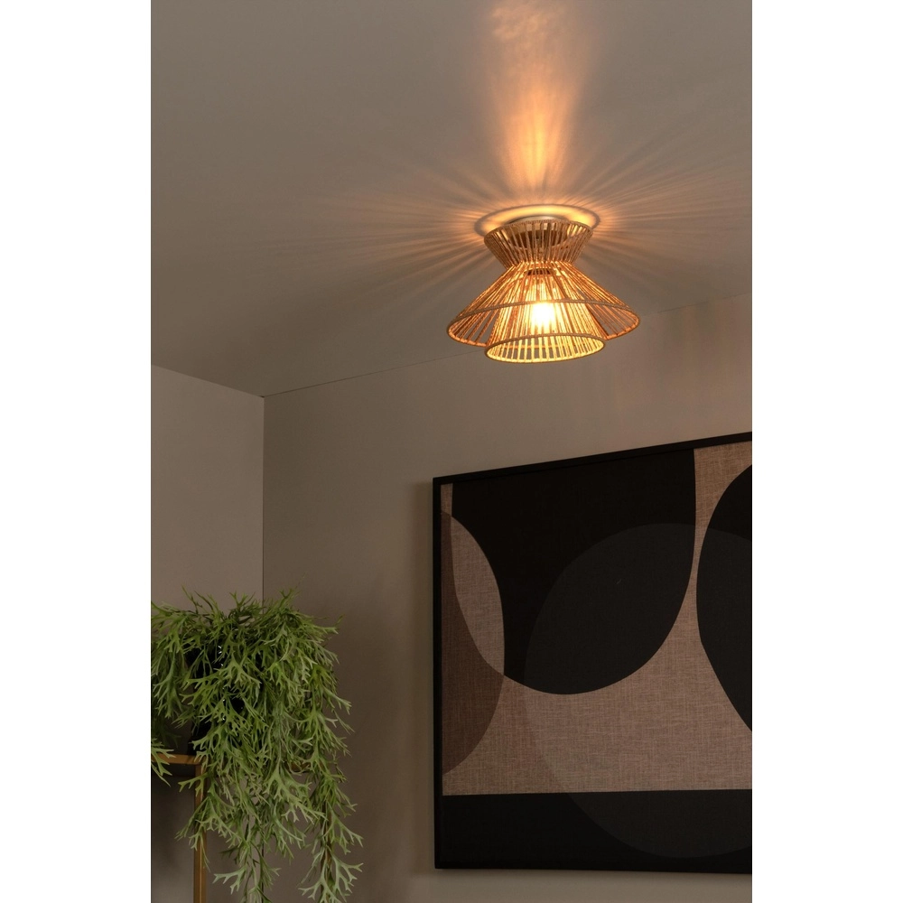 Plafondlamp Tasman rotan Ø 32cm Lucide 5411212105974
