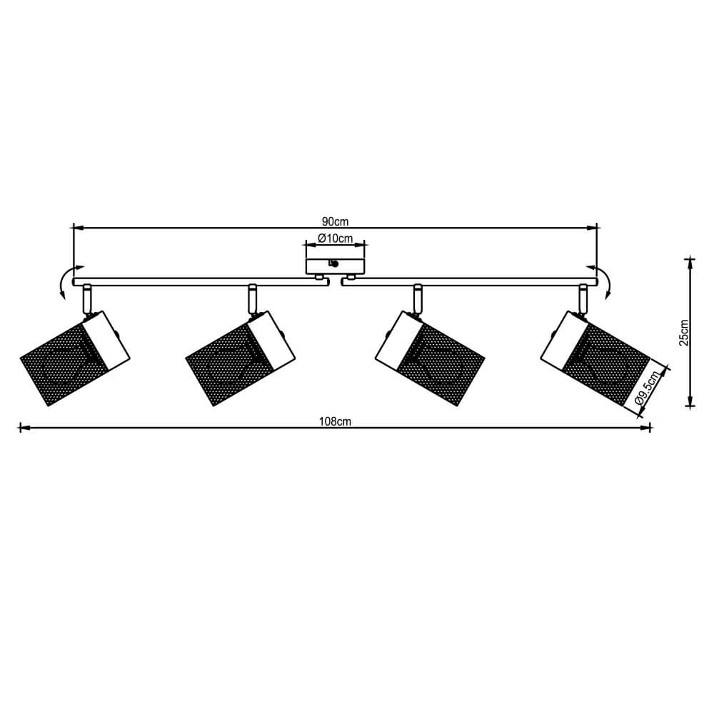 Zwarte plafondlamp Kamolo 4x E27 Brilliant 4004353409431