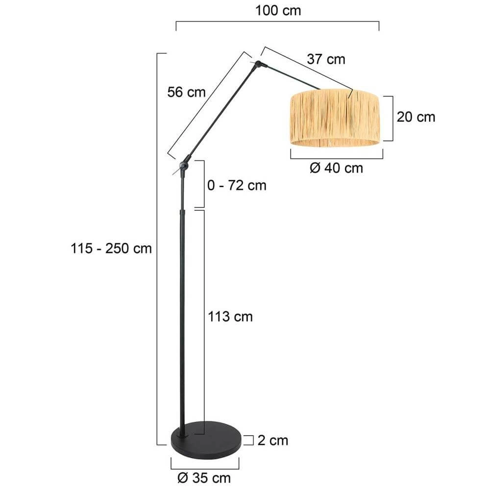 Vloerlamp instelbaar Prestige Chic zwart met strokleurige kap Steinhauer 8712746172928