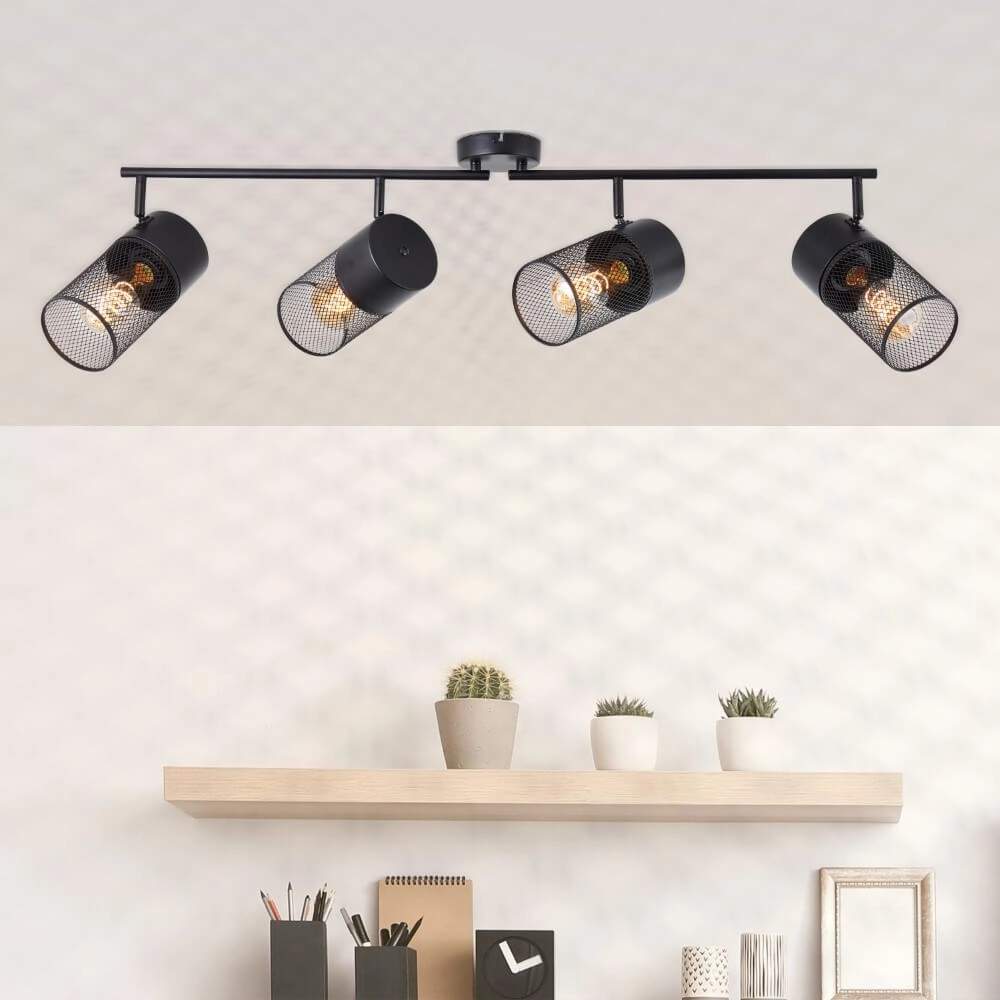 Zwarte plafondlamp Kamolo 4x E27 Brilliant 4004353409431