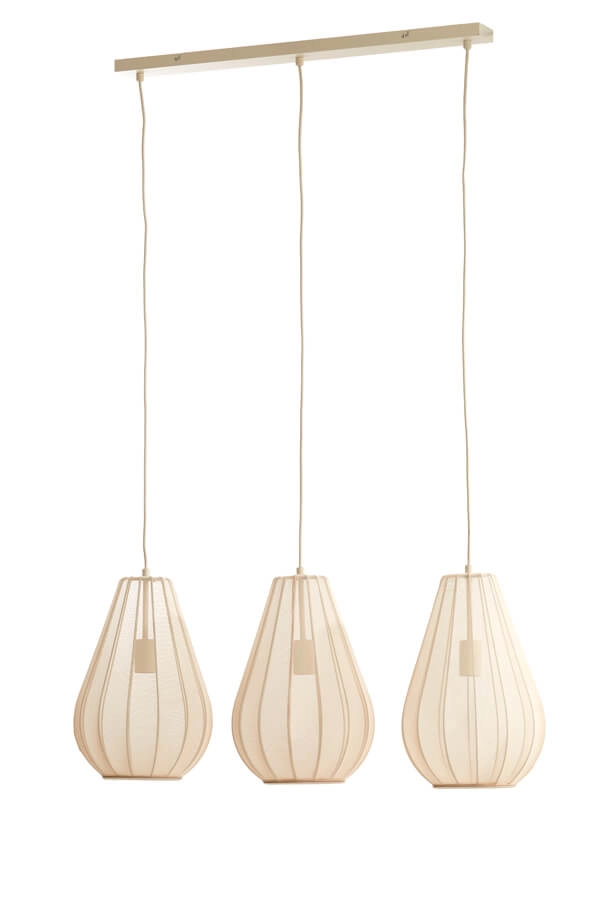 Japandi hanglamp Itela 3-lichts crème 80cm Light & Living 8717807702779