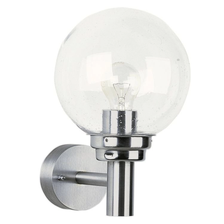 Rvs wandlamp Globe Clear RVS - 20cm