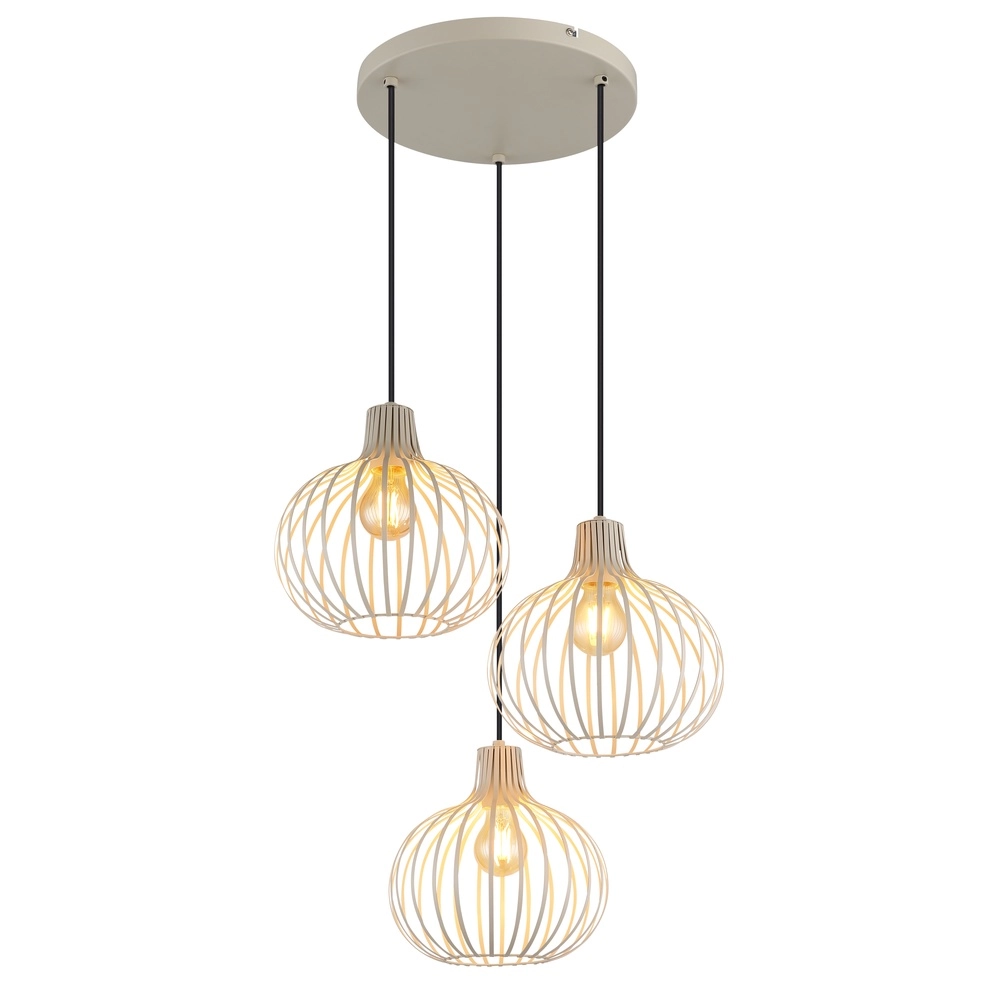 Design hanglamp Mateo 3-lichts rond crème