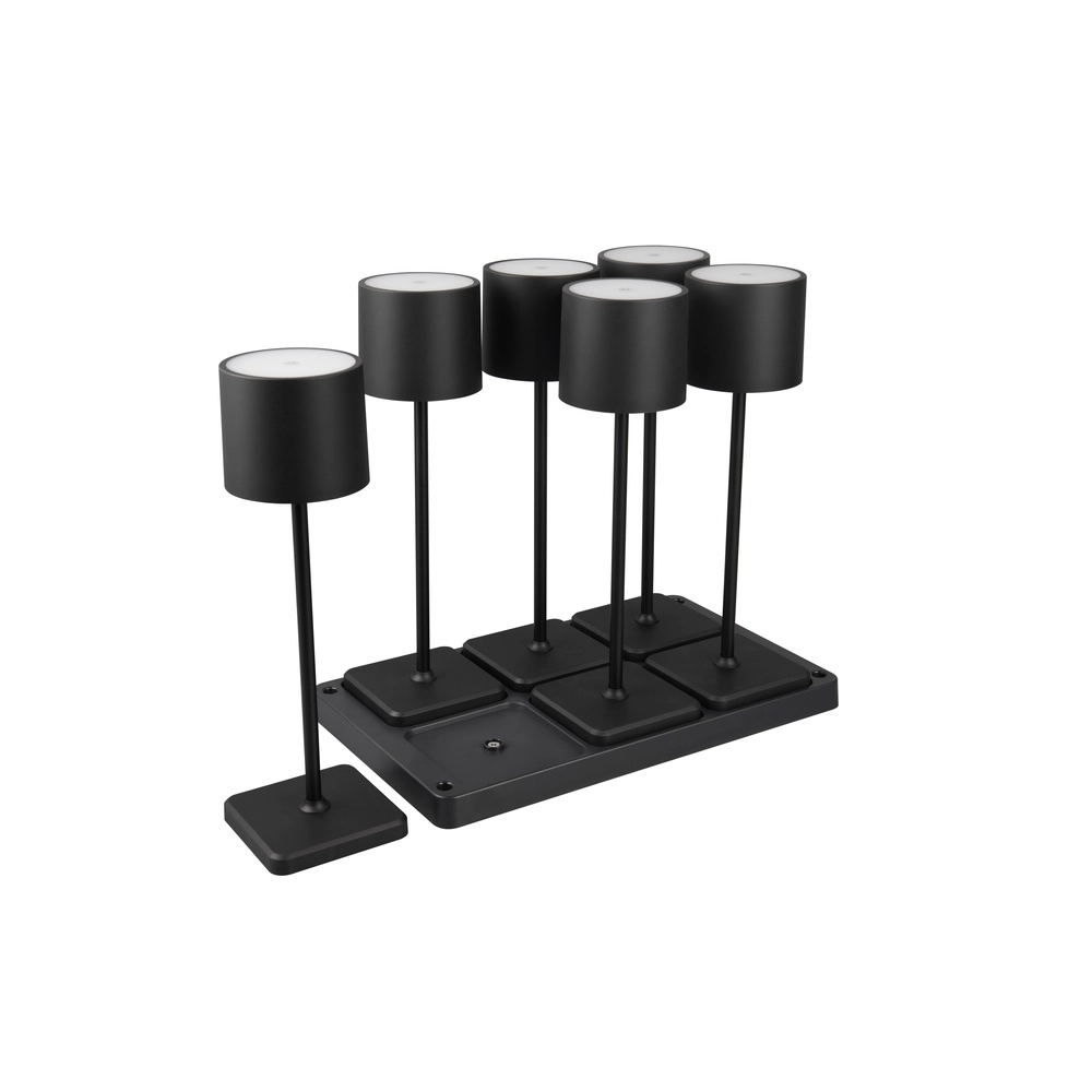 Set van 6 tafellampjes Fernandez zwart Trio 4017807601688