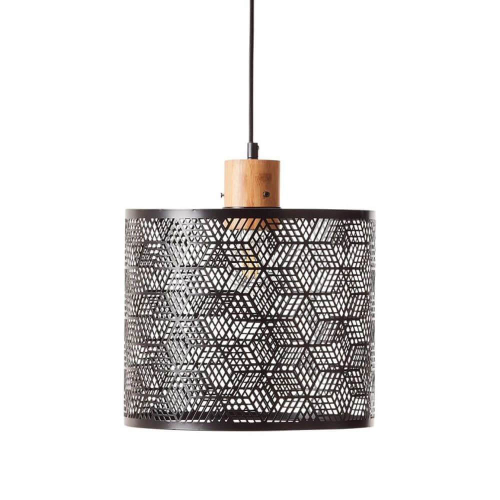 Hanglamp Santy 29cm zwart met hout