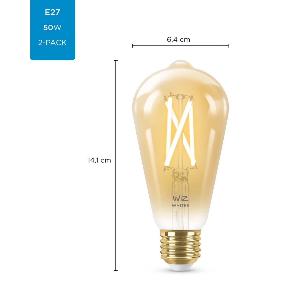 Set goldline lampenbollen WiZ - 2x 6,7W - E27 - Led Philips 8719514551077