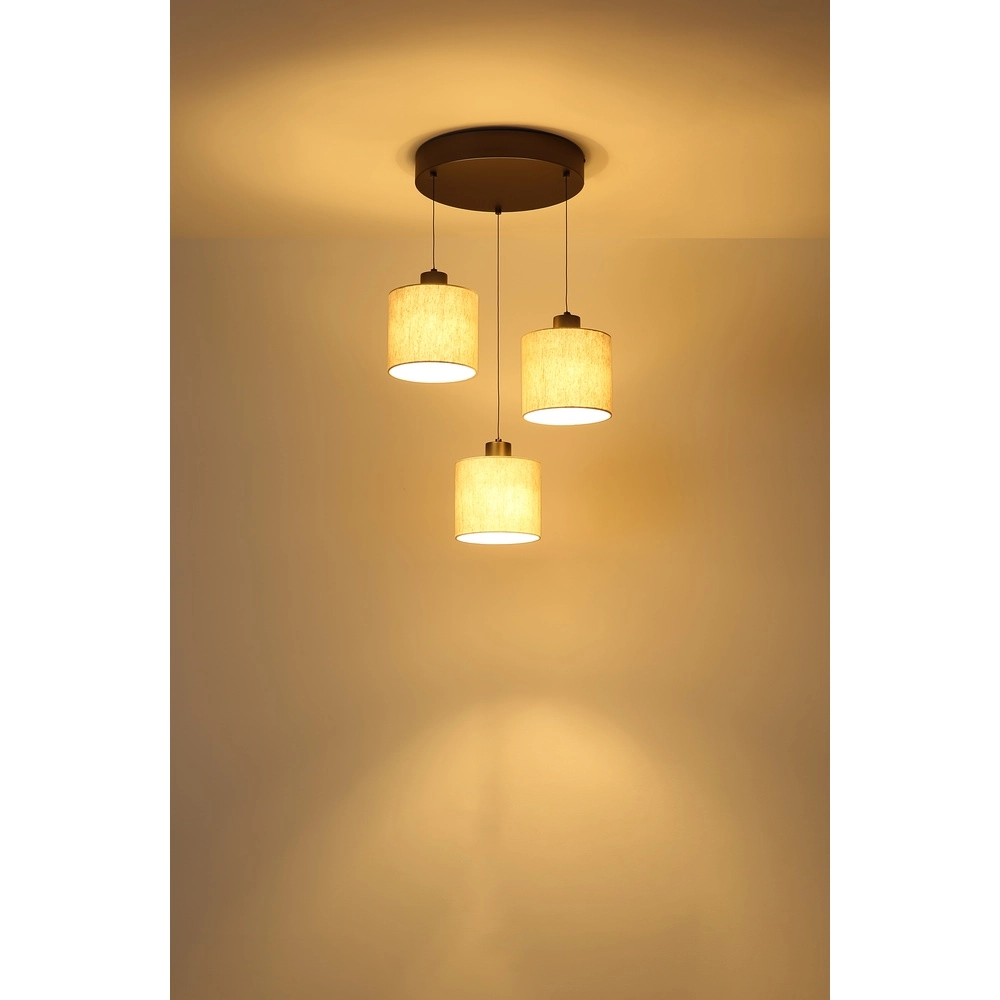 Gunmetal hanglamp Thea 3-lichts rond Globo 9007371586042