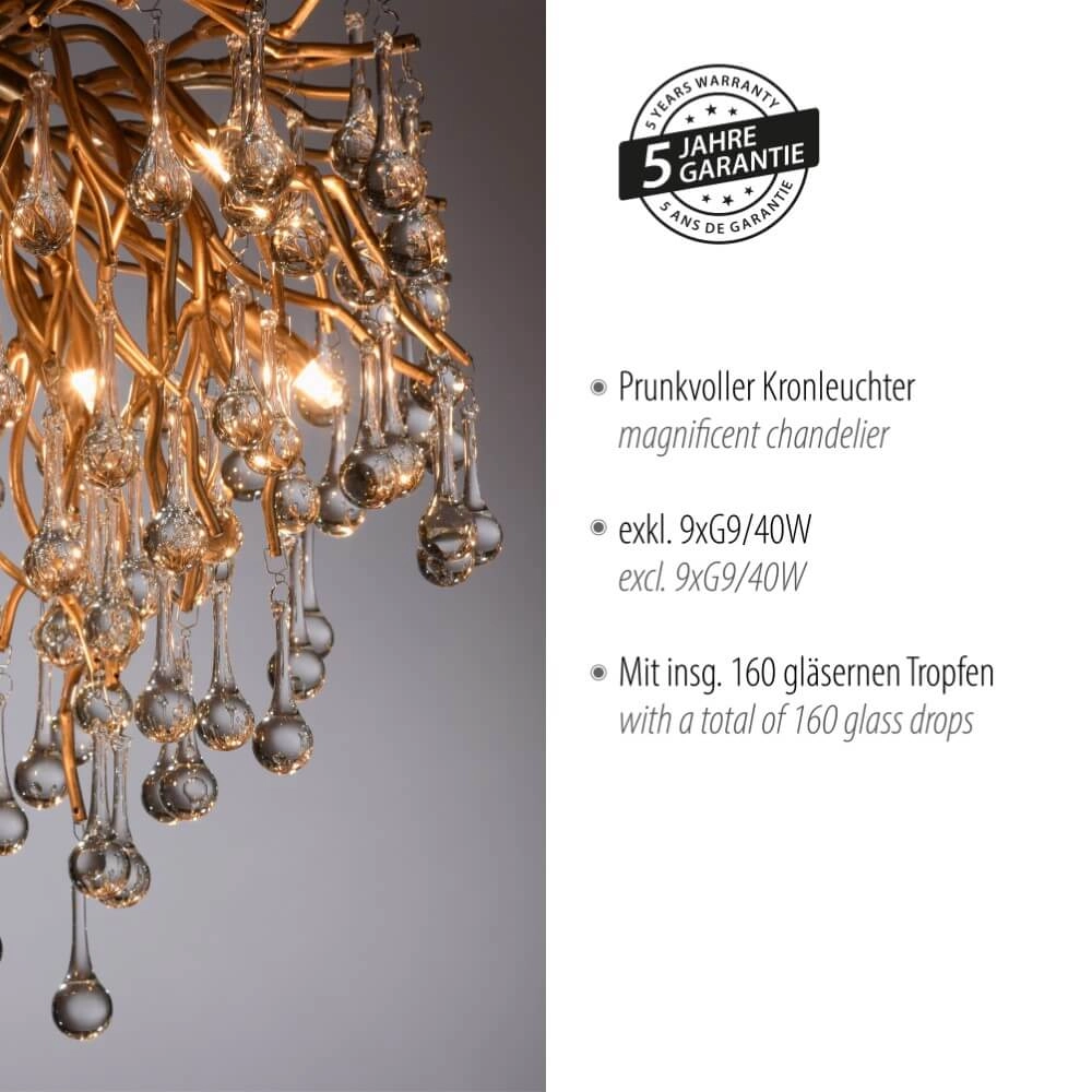 Kroonluchter Icicle messing 50cm Paul Neuhaus 4012248352083