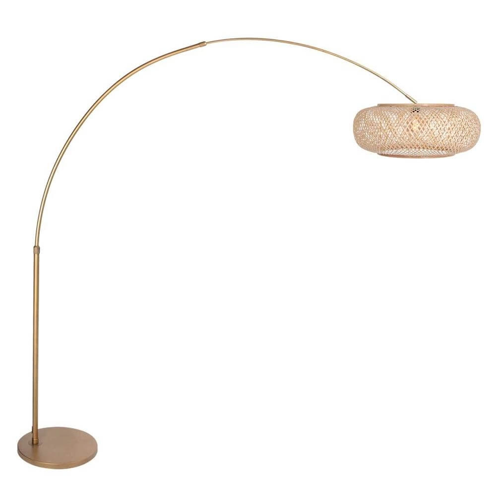 Booglamp Sparkled Light brons met bamboe kap Ø 45cm