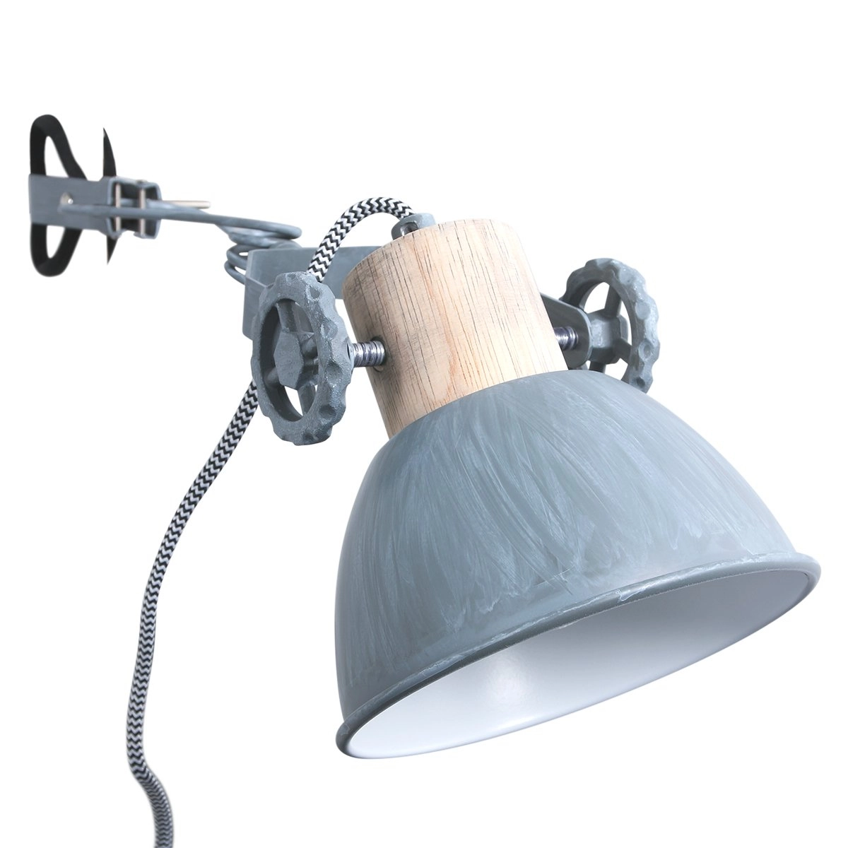 Klemspot Gearwood zinkgrijs met hout Steinhauer 8712746133776