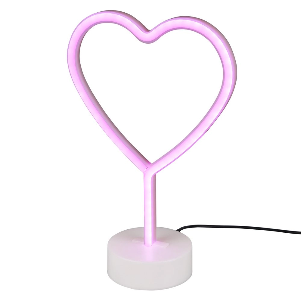 Tafellamp Heart met roze licht