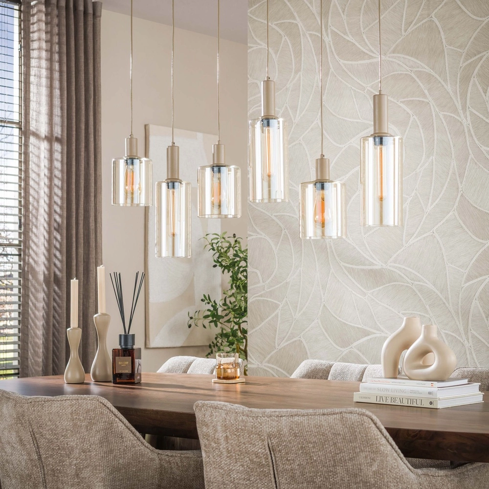 Design hanglamp Sepiora 6-lichts zand bruin Lyora 8716803515291