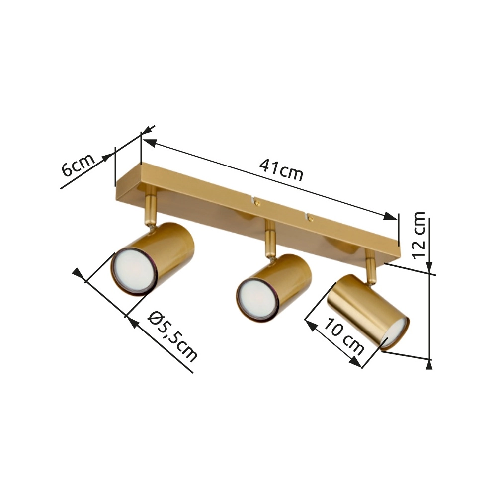 Plafondlamp 3-lichts Robby goud Globo 9007371458073